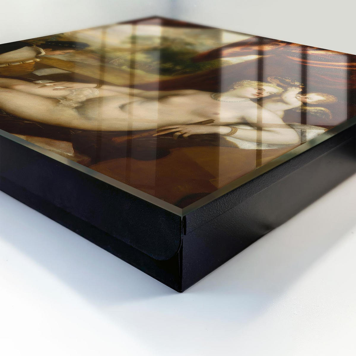 SCHLÜSSELBOX Schwarz 30x30 cm- Türöffnung nach rechts - Tizian: Venus und der Lautenspieler - Braun, Metall (30/30/5cm) - TULUP