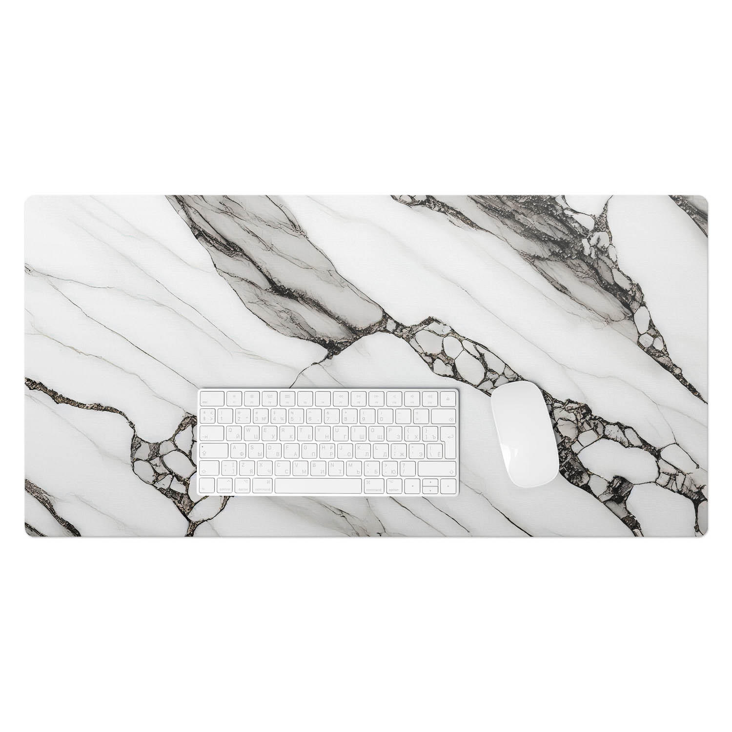 SCHREIBTISCHUNTERLAGE 90x45 cm Schwarz-Weiß - Weiß Hochglanz, Kunststoff (90/45/1.6cm) - Wallfluent