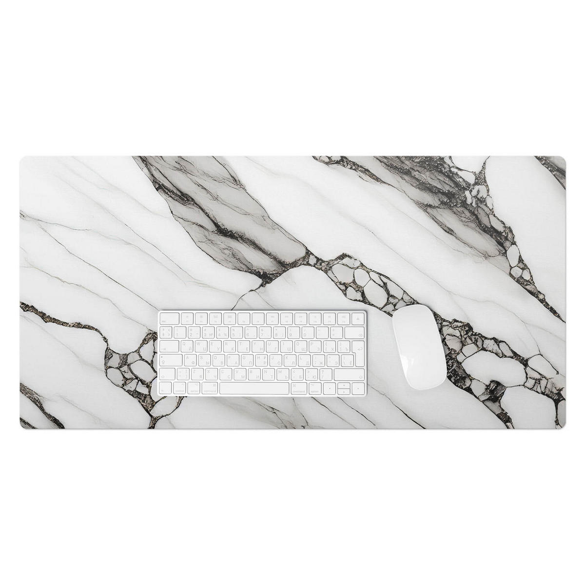 SCHREIBTISCHUNTERLAGE 90x45 cm Schwarz-Weiß - Weiß Hochglanz, Kunststoff (90/45/1.6cm) - Wallfluent