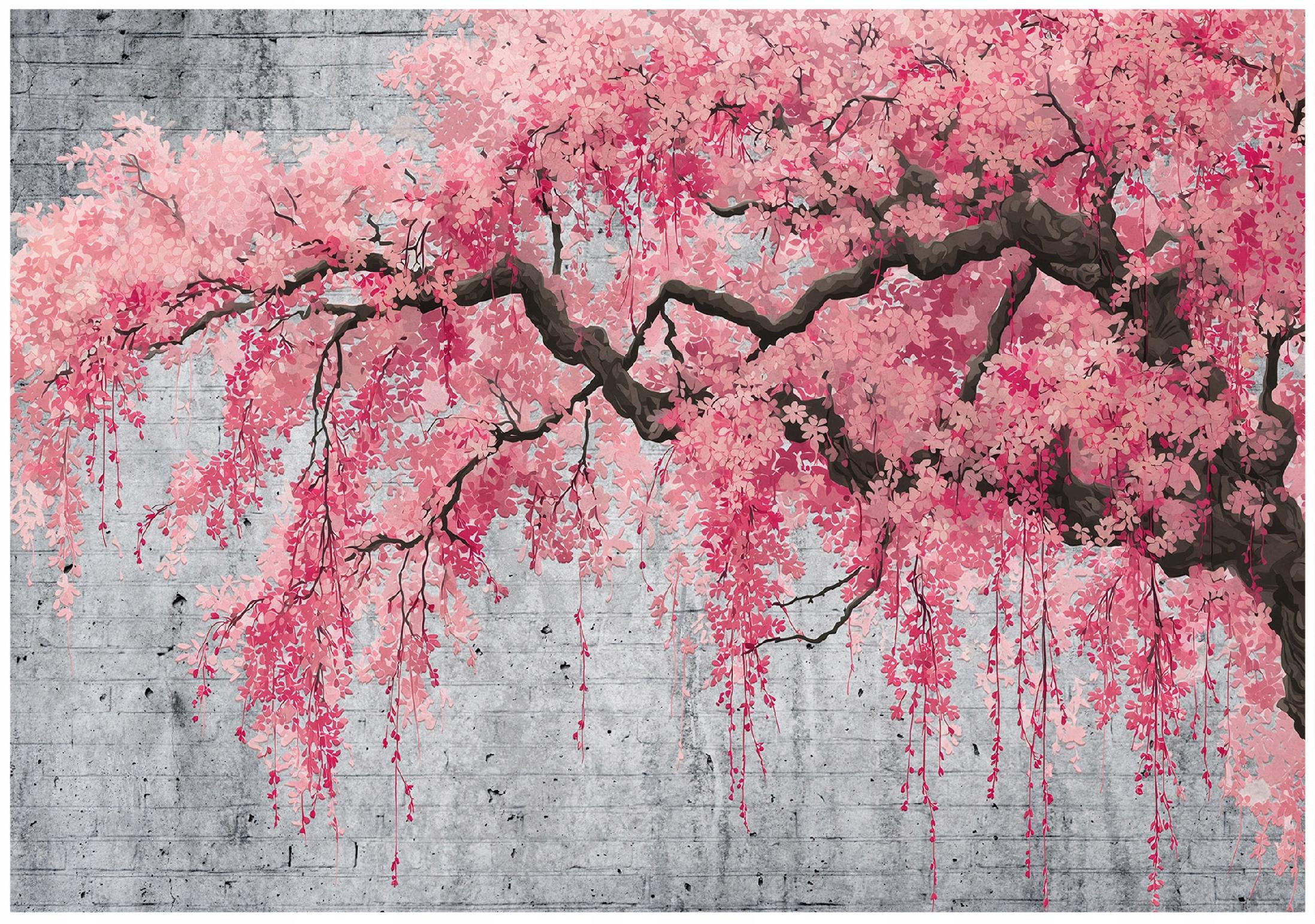 FOTOTAPETE Baum Beton Rosa 250x175 cm - Multicolor, Papier (250/175cm) - Wallarena