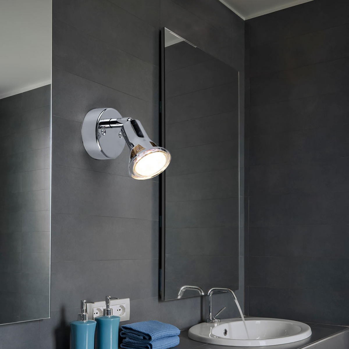 LED WANDLEUCHTE DANTE Silber Chrom - Silberfarben, Metall (7/13/10cm) - Globo Lighting