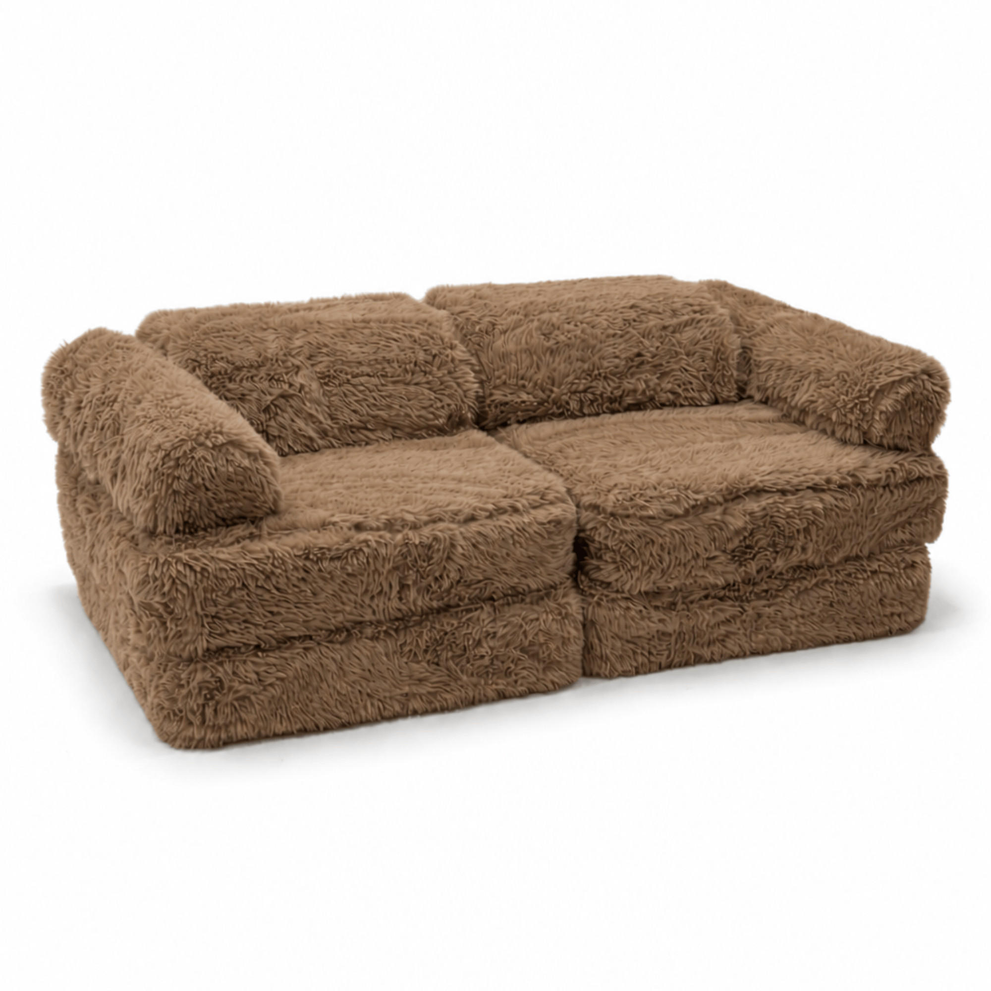 KINDERSOFA Mammoth 6-teilig flauschig - Braun, Textil (120/25/60cm) - MeowBaby