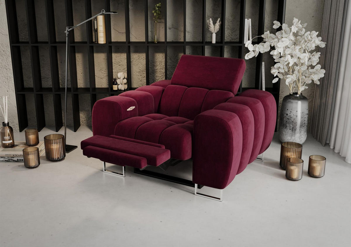 SESSEL Bastien Relax In Stoff Terra - Rot, Holzwerkstoff/Textil (125/95/97cm) - Fun Möbel
