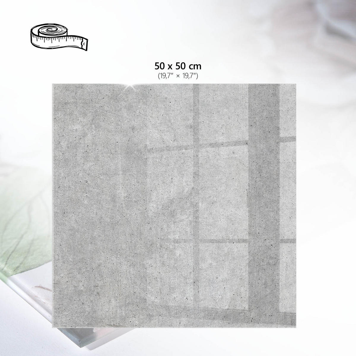 TISCHPLATTE 50x50 cm – Betonmuster - Grau, Glas (50/50/0.4cm) - Wallfluent