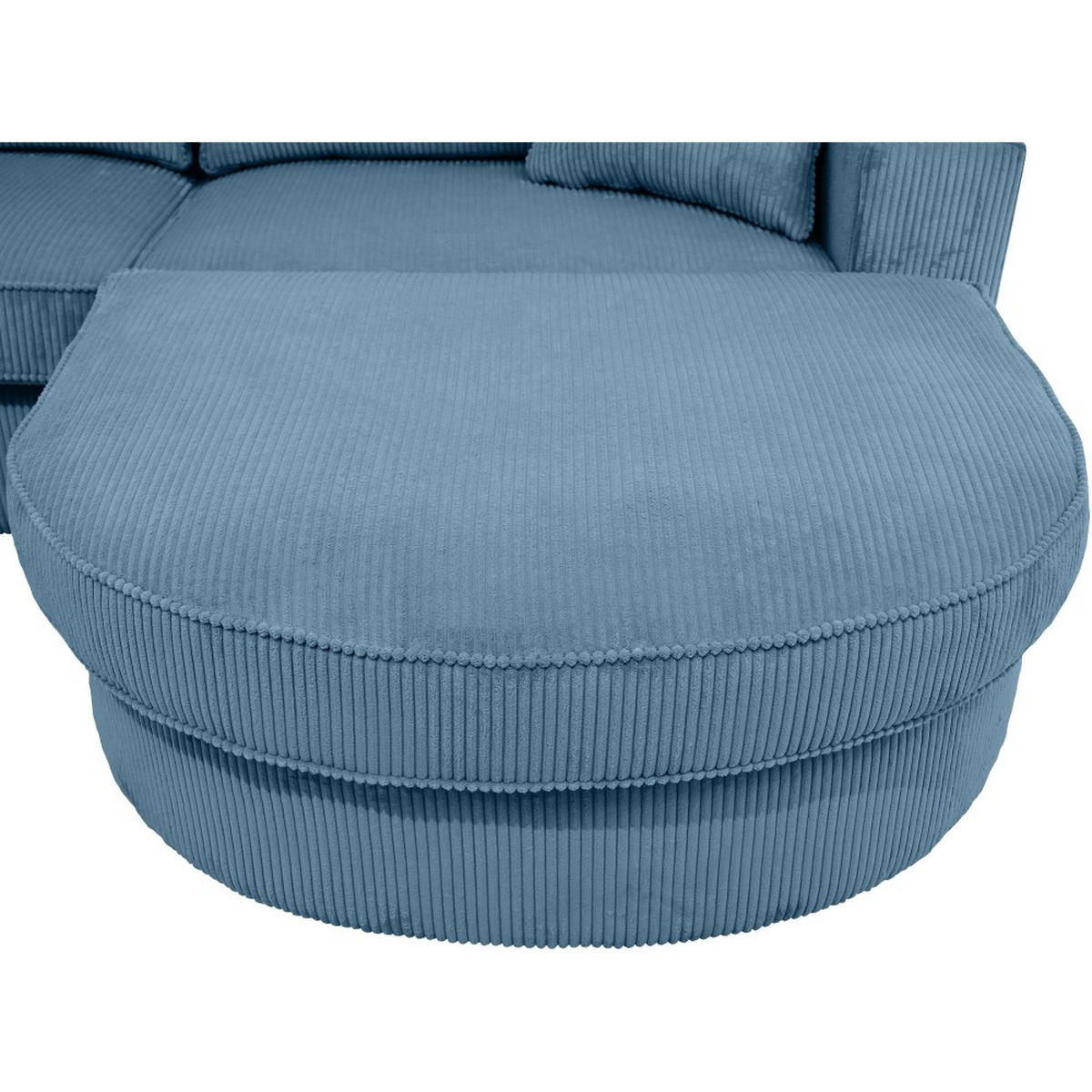ECKSOFA Pablo ohne Schlaffunktion, mit abgerundeter Ottomane, rechts, Blau - Blau, Textil (319/196cm) - Beautysofa