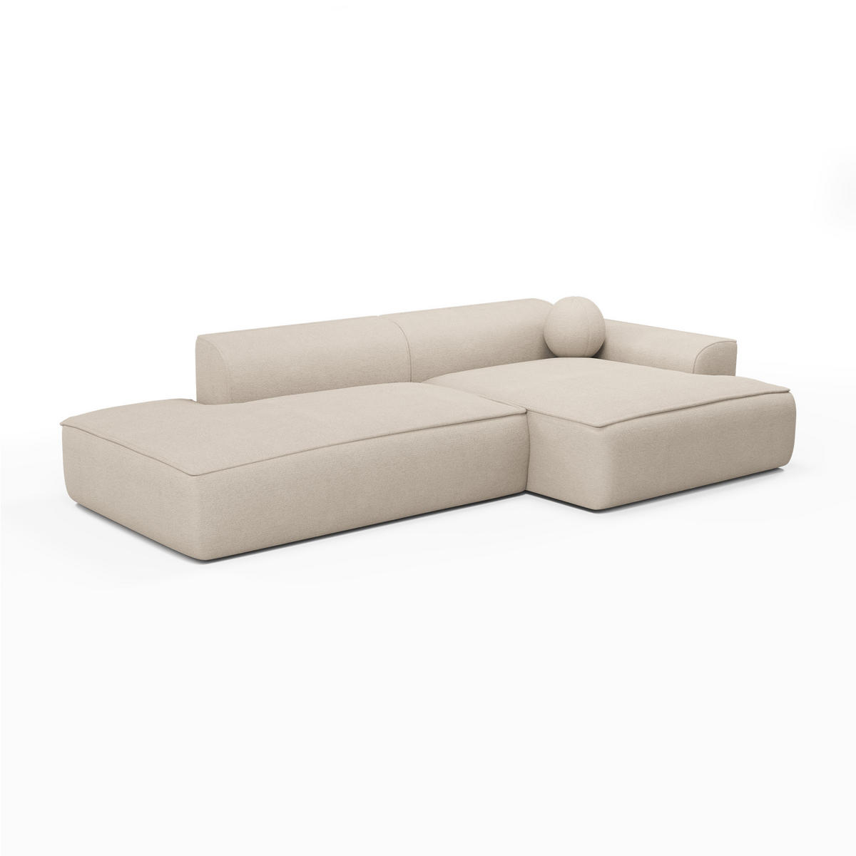 ECKSOFA RECHTS Rastergewebe Creme 300cm - Creme, Textil (300/155cm) - Sia Home