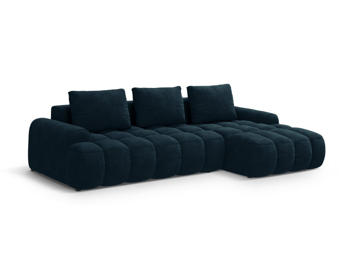 AUSKLAPPBARES-ECKSOFA rechts mit Container Linz aus Samt petrol 3 Sitzplätze - Petrol, Textil (142/275cm) - Cosmopolitan Design