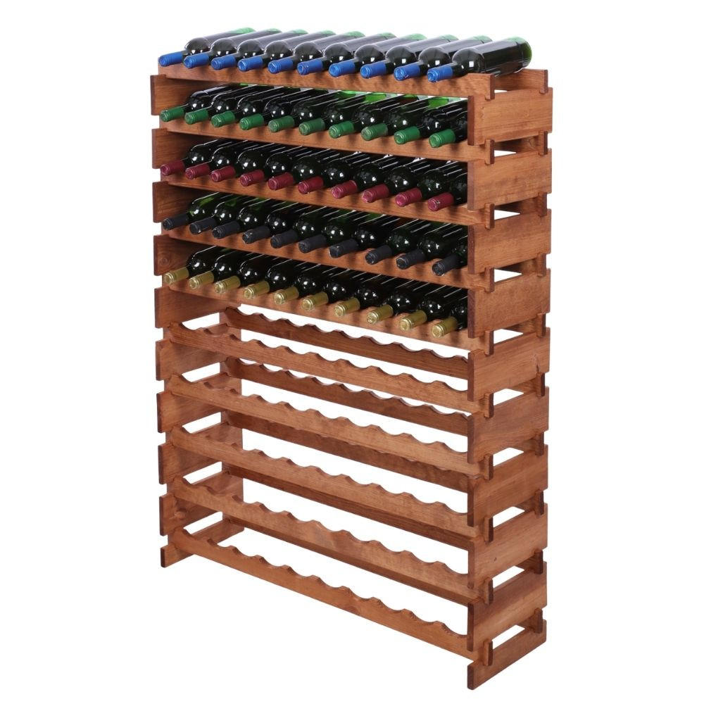 WEINREGAL VINOTECA FLEX PRO HxBxT 135x103x28cm 100 Flaschen auf 10 Ebenen Braun geölt - Braun, Holz (103/135/28cm) - PROREGAL