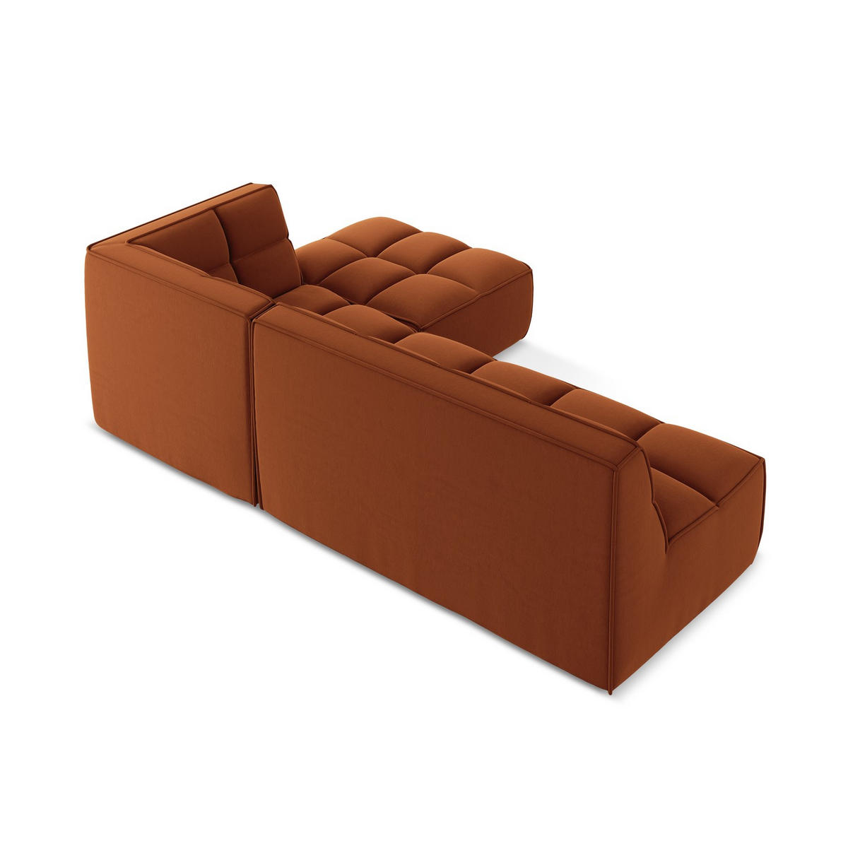 ECKSOFA Beidseitig Samt Stoff Orange - Terracotta/Schwarz, Kunststoff/Textil (258/178cm) - LaMiaSofa