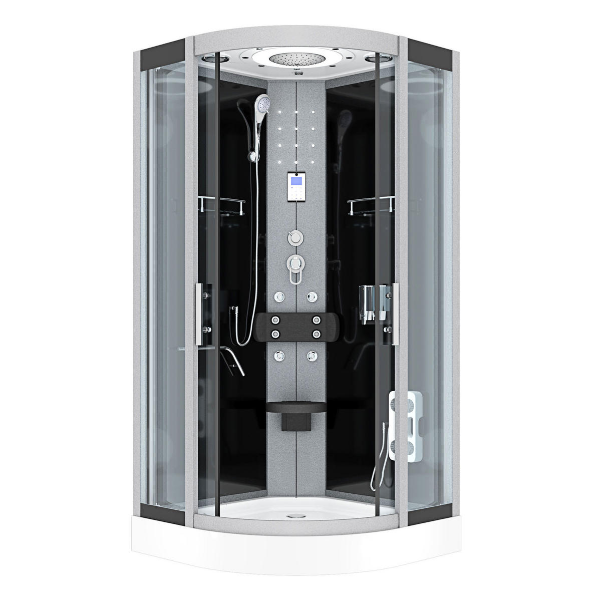 FERTIGDUSCHE Dusche D58-13T0-EC Schwarz 90x90 - Schwarz, Glas/Kunststoff (90/90/215cm) - AcquaVapore by Sandra Jentho