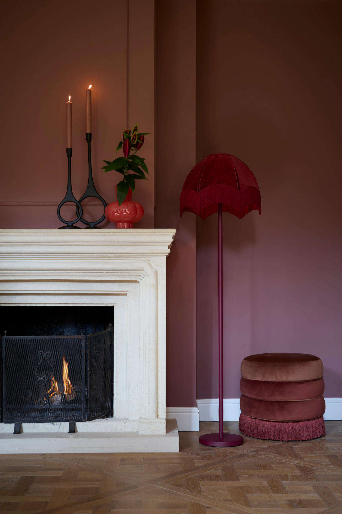 SITZPOUF Tacitu Rot Ø50/45 cm - Rot, Textil (50/45/50cm) - Light & Living