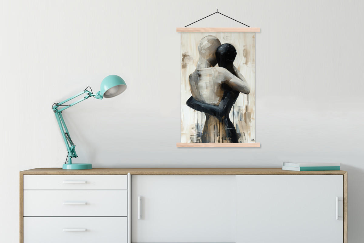 POSTER Abstrakt - Liebe - Schwarz und weiß - Modern 60x90 cm - Schwarz, Textil (60/90/0.15cm) - MuchoWow