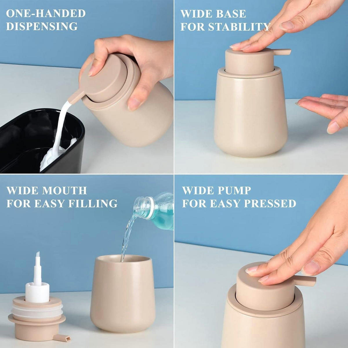 SEIFENSPENDER Keramik Khaki 350ml - Olivgrün, Keramik (9/12/9cm)