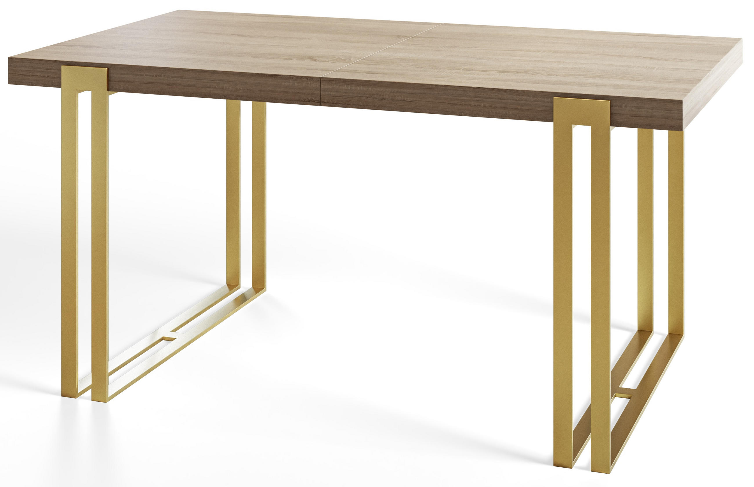 ESSZIMMERTISCH ROSA, ausziehbarer Tisch 120-220X80X77 cm, Farbe: SONOMA, mit Metallbeinen in Farbe Gold - Goldfarben/Sonoma Eiche, Holzwerkstoff (120/80/77cm) - Alpi-Möbel