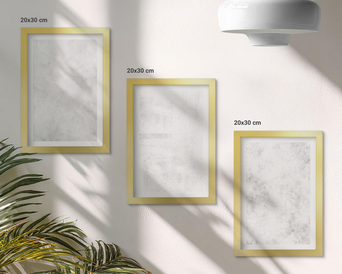 BILDER SET 3er Set - 20x30 cm Goldrahmen - Minimalistischer Hintergrund mit weißen Punkten - Goldfarben, Kunststoff (20/30cm) - TULUP