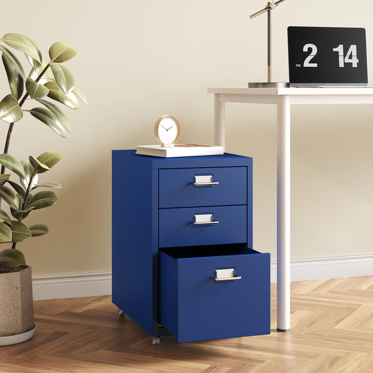 ROLLCONTAINER Kökar - Blau, Metall (28/48/41cm) - [en.casa]