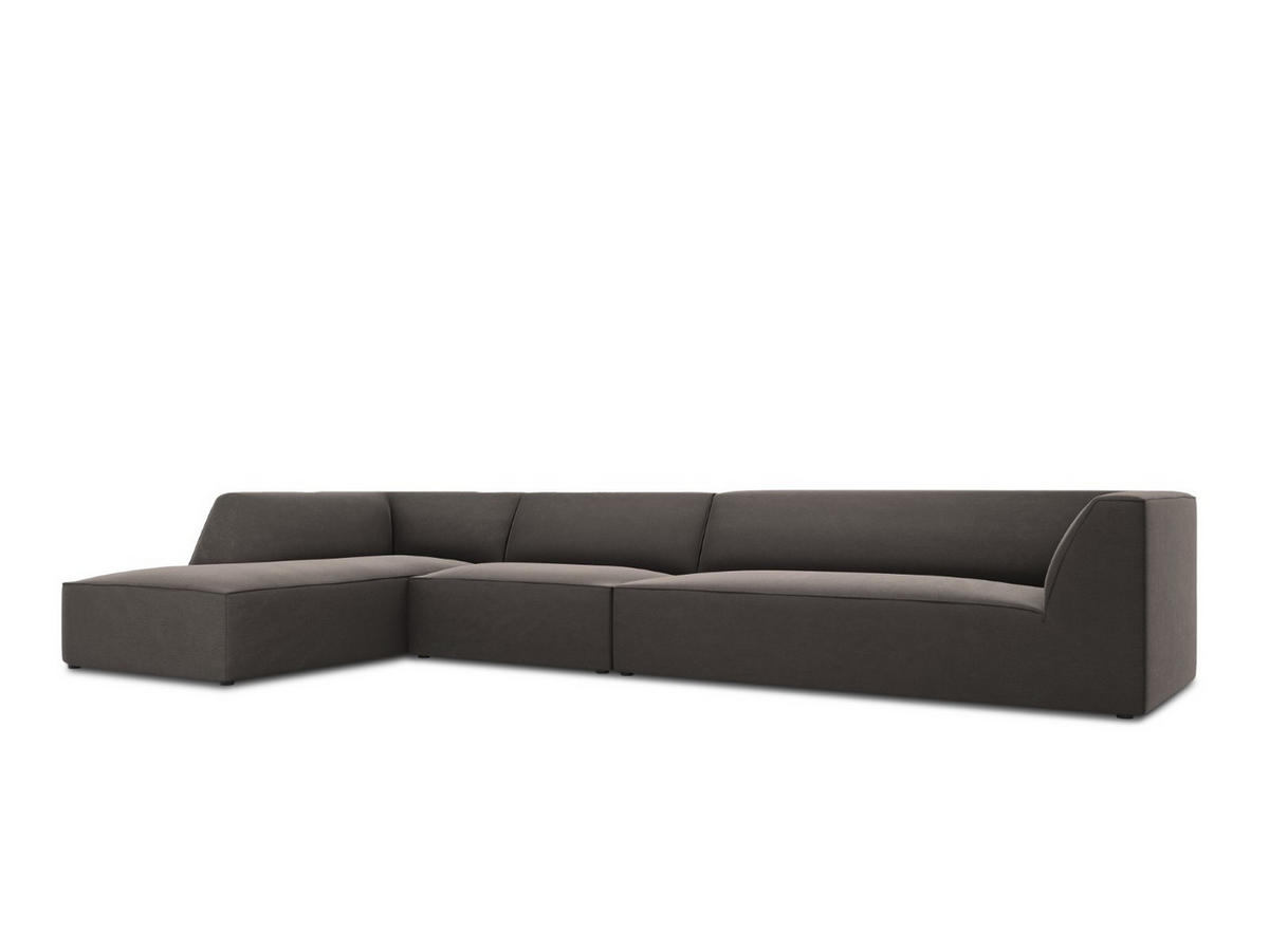 ECKSOFA links Ruby aus Samt dunkelgrau 5 Sitzplätze - Dunkelgrau, Textil (180/366cm) - Micadoni