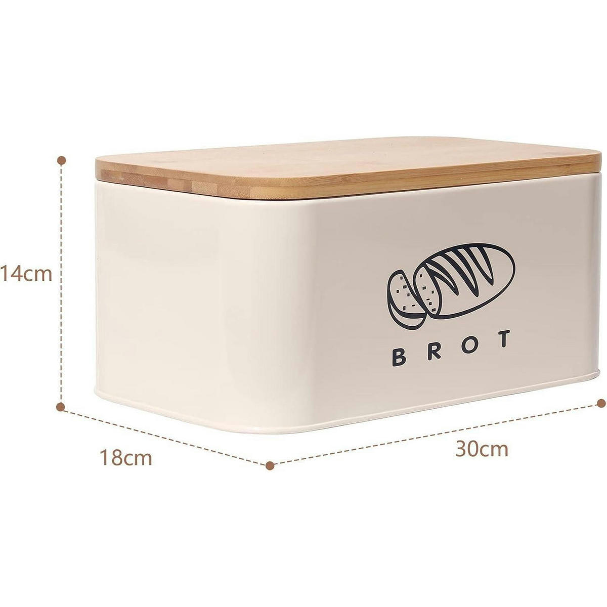 BROTKASTEN mit Deckel 30 cm Beige - Multicolor, Metall (18/14/30cm)