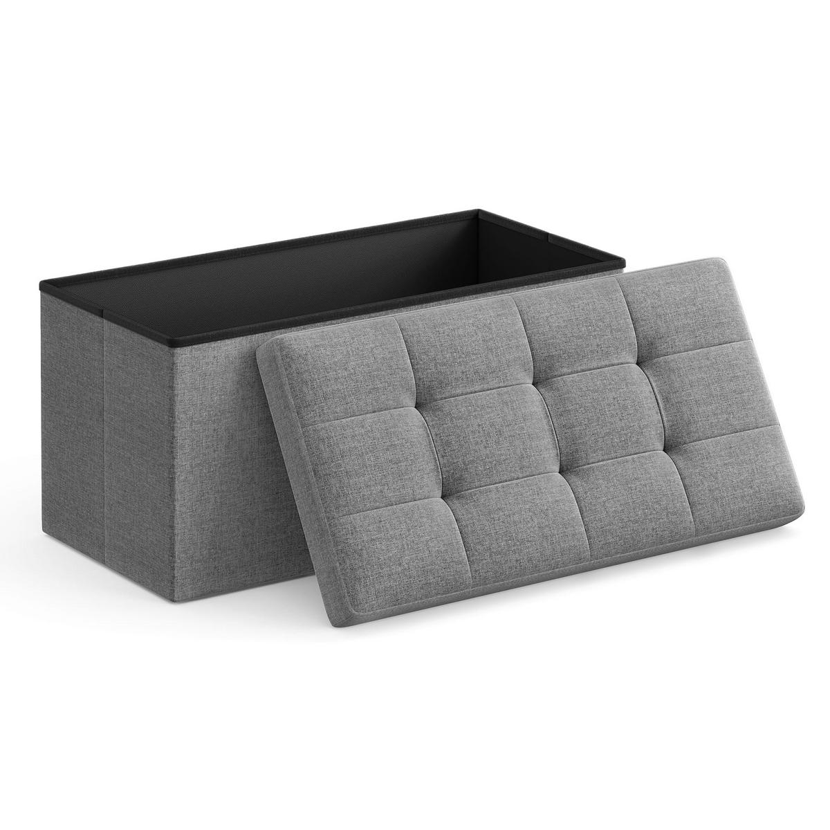 TRUHENBANK Hellgrau 76x38 cm Klappbar - Grau, Holzwerkstoff (76/38/38cm)