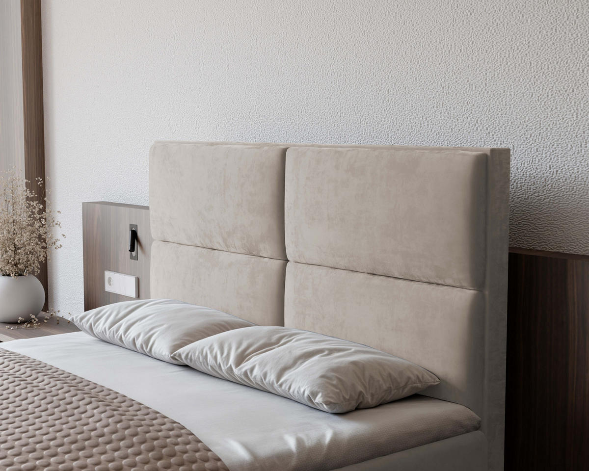 BOXBETT 120x200 cm mit Topper - Beige, Holzwerkstoff/Textil (120/200cm) - Idohome