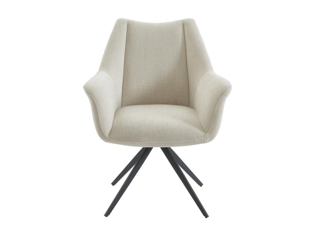 STUHL mit Armlehnen - Stoff & schwarzes Metall - Beige - KARDESA - Beige, Textil (68.5/91/68.5cm) - Vente-Unique