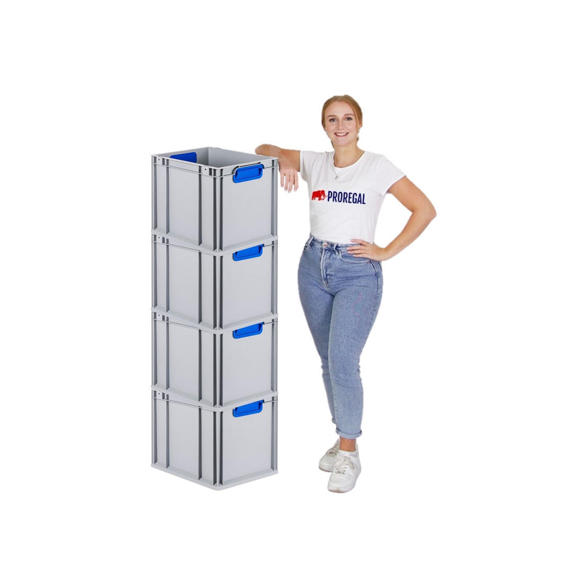 EUROBOX 4x Nextgen Color Mit Auflagedeckel 32x30x40cm Griffe Blau Geschlossen - Blau, Kunststoff (30/32/40cm) - PROREGAL