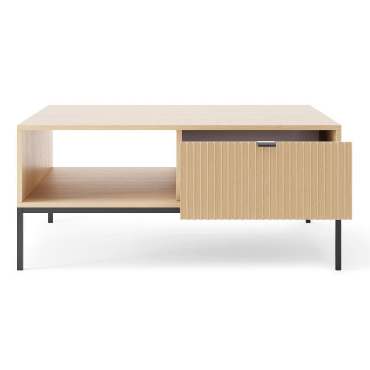 KONFERENČNÍ stolek Vellore Dekor dub s černou podnoží 104 x 68 cm - černá/béžová, kov/kompozitní dřevo (68/104/46cm) - Selsey