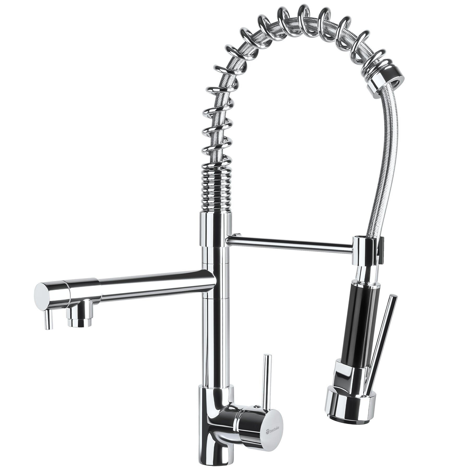 KÜCHENARMATUR, inklusive 2 Anschlussschläuche, grau - Grau, Metall (5/52/24.5cm) - tectake