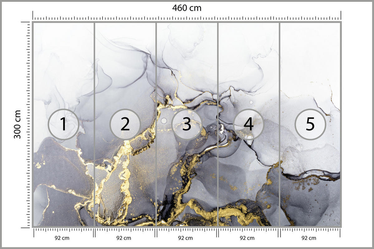 FOTOTAPETE MARMOR moderne Muster Abstraktion 460x300cm - Beige/Schwarz, Papier (460/300cm) - Muralo