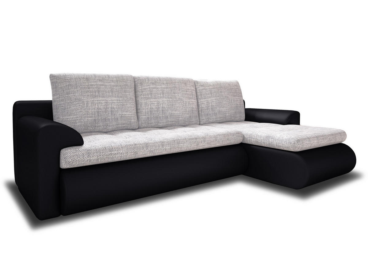 ECKSOFA Santi, Seite: Rechts - Hellgrau/Schwarz, Holz/Textil (226/152cm) - Sofnet