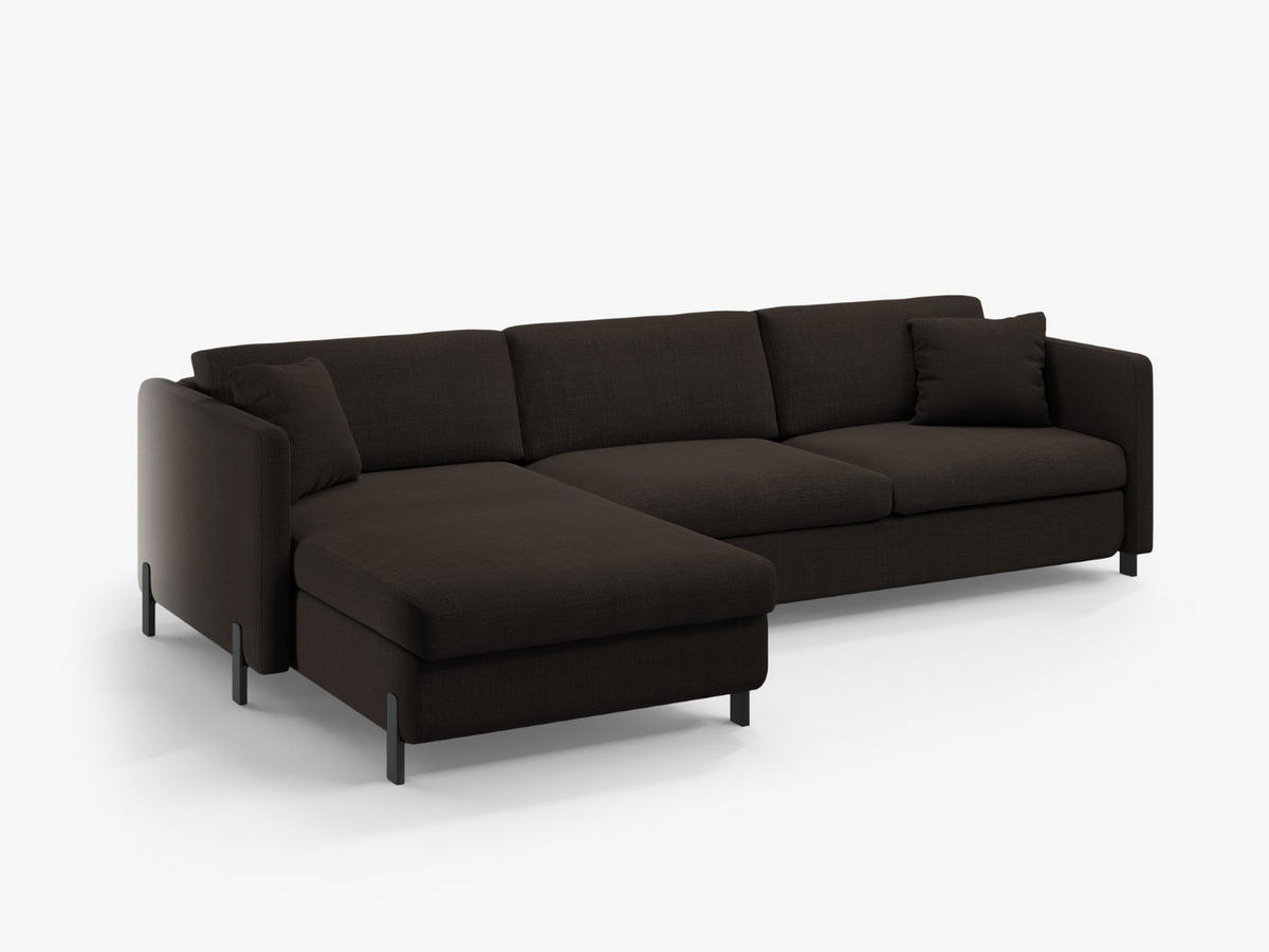 ECKSOFA ausklappbar links mit Container Gloria aus strukturiertem Stoff dunkelgrau 4 Sitzplätze - Dunkelgrau, Textil (260/170cm) - Micadoni