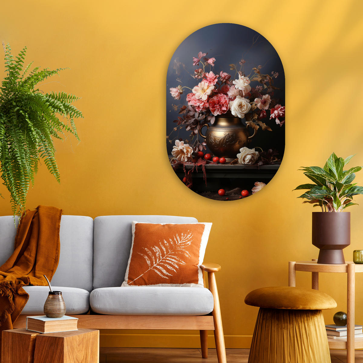 WANDBILD Stilleben - Blumen - Rosen - Blumenstrauß - Vase 60x90 cm - Dunkelbraun, Kunststoff (60/90cm) - MuchoWow