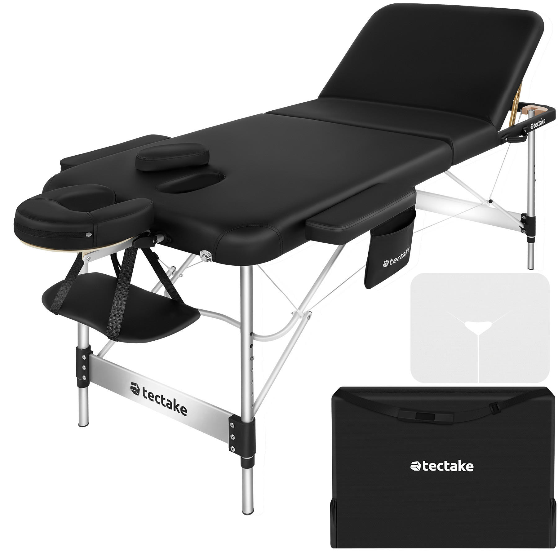 MASSAGELIEGE 3 Zonen Phuket,212 x 103 x 90 cm,schwarz - Schwarz, Metall (103/90/212cm) - tectake