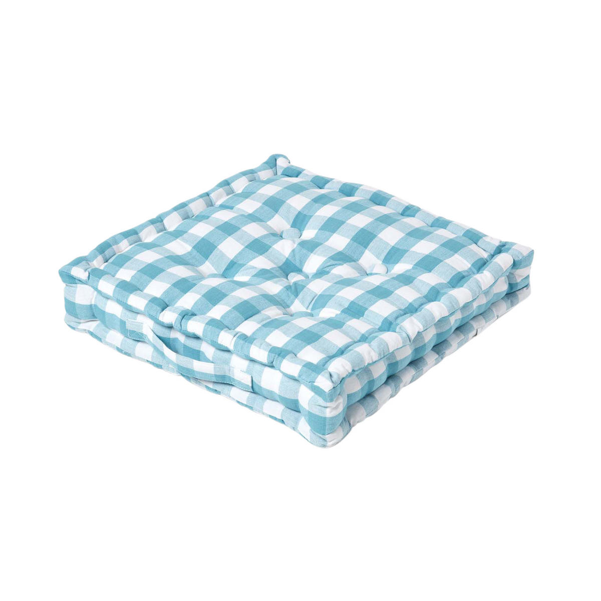 SITZKISSEN blau-weiß kariert 50/50/10 cm - Blau, Textil (50/50/10cm) - Homescapes
