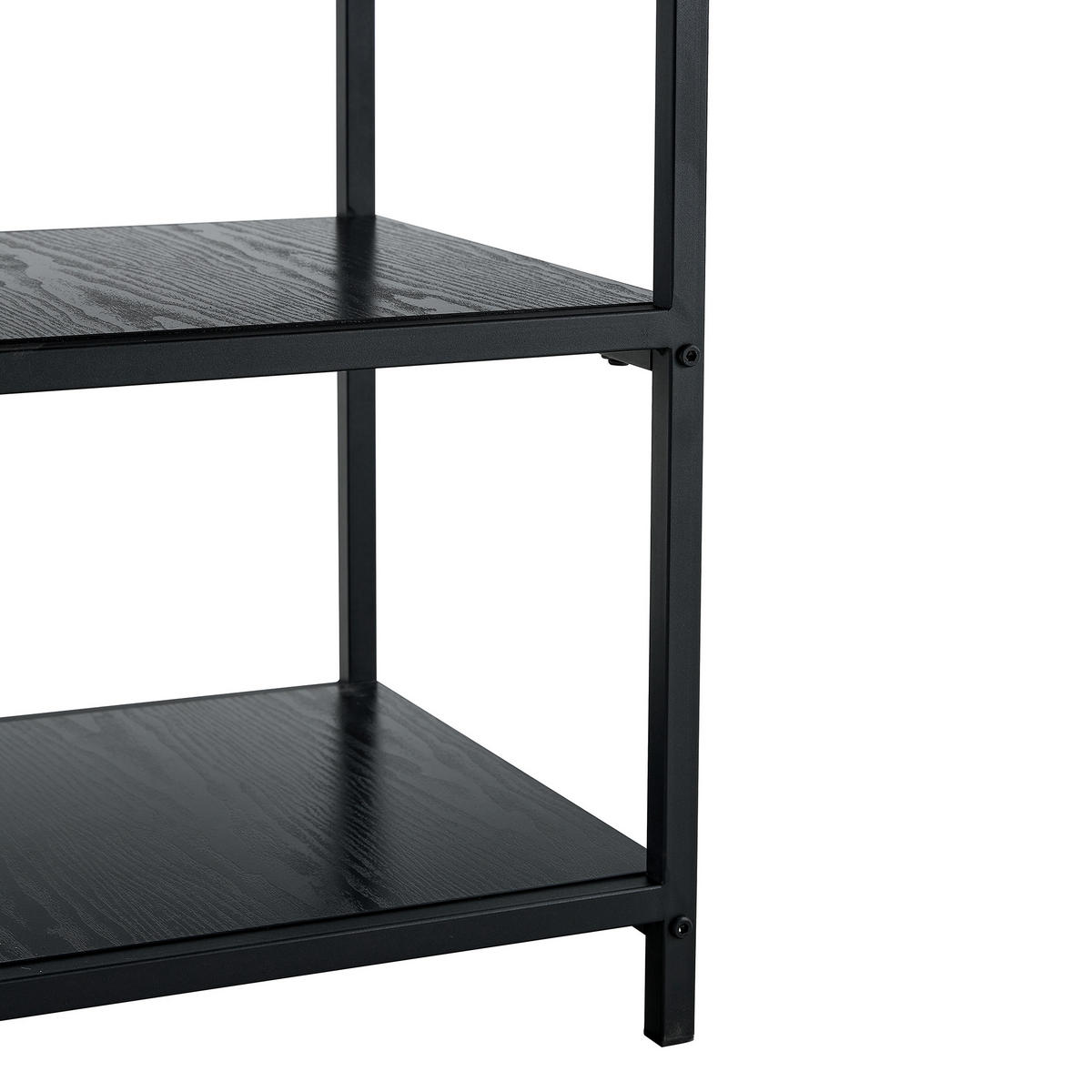ESSTISCH Moderner Esstisch rund 107 cm mit Ablage, Metallgestell, Nussbaum-Optik, Holzwerkstoff/Metall - Walnussfarben/Schwarz, Holzwerkstoff/Metall (107/107/75cm) - EVRYAE