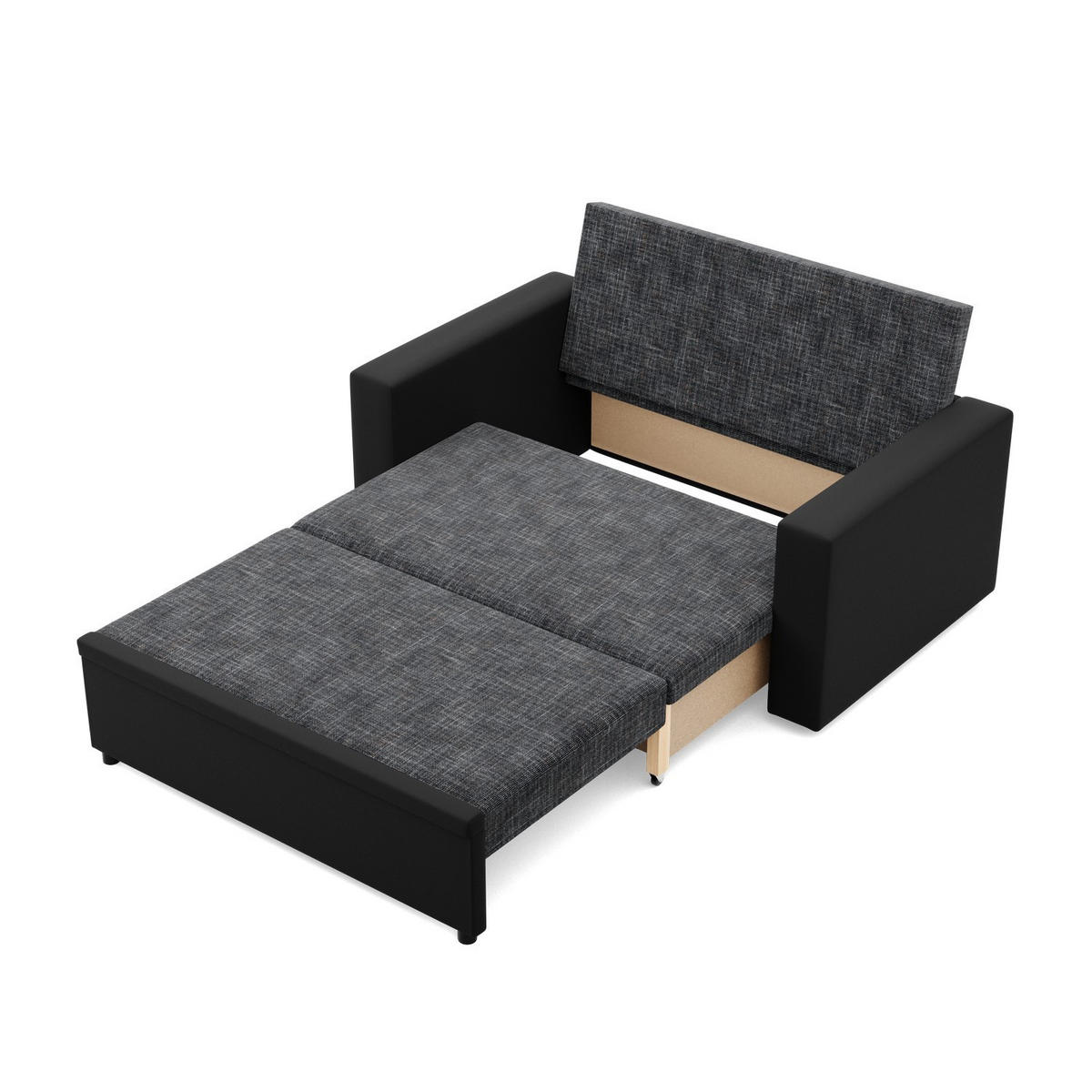 SOFA 2-SITZER MIT SCHLAFFUNKTION LUNA, Schwarz + Schwarz - Schwarz, Textil (148/90/87cm)