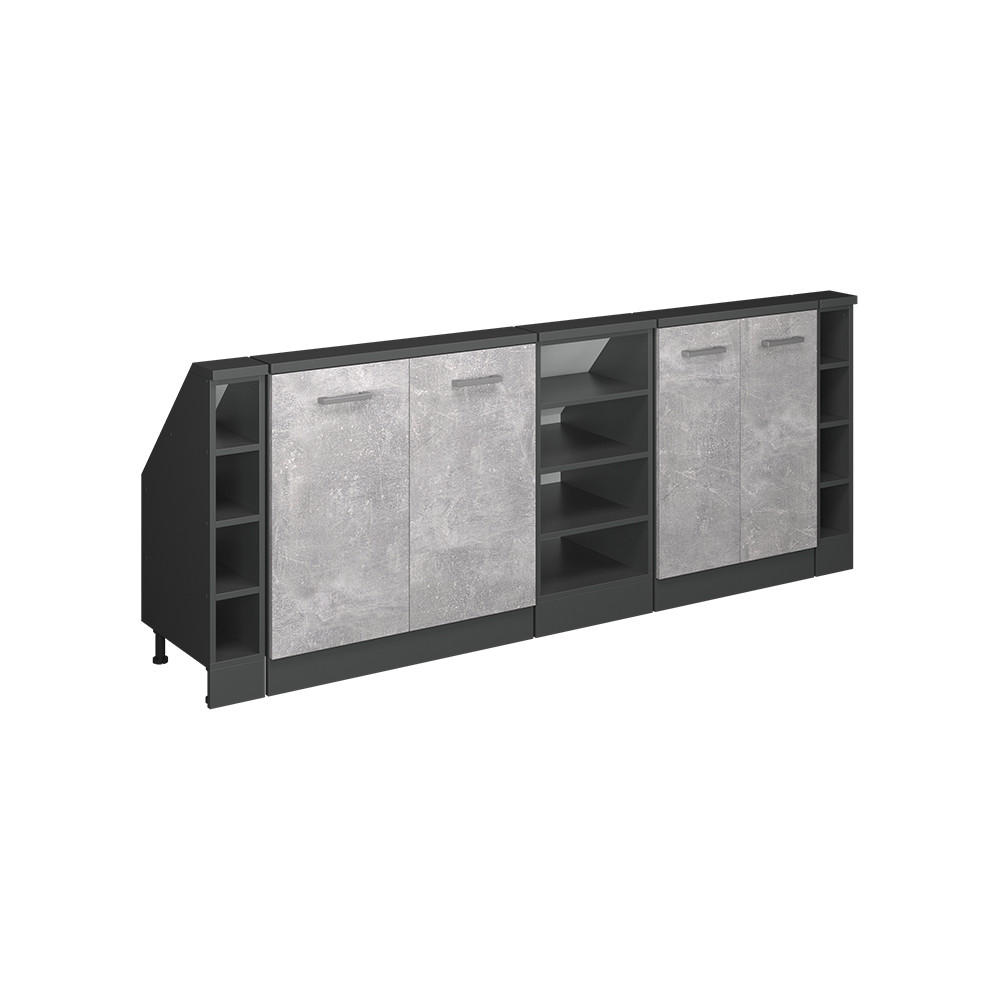 KUCHYŇSKÁ SKŘÍŇKA POD ŠIKMOU STŘECHU R-Line Beton/antracit - šedá/antracitová, kompozitní dřevo (210/81.6/46cm) - Vicco