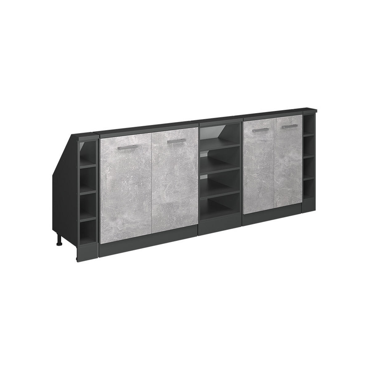 KUCHYŇSKÁ SKŘÍŇKA POD ŠIKMOU STŘECHU R-Line Beton/antracit - šedá/antracitová, kompozitní dřevo (210/81.6/46cm) - Vicco