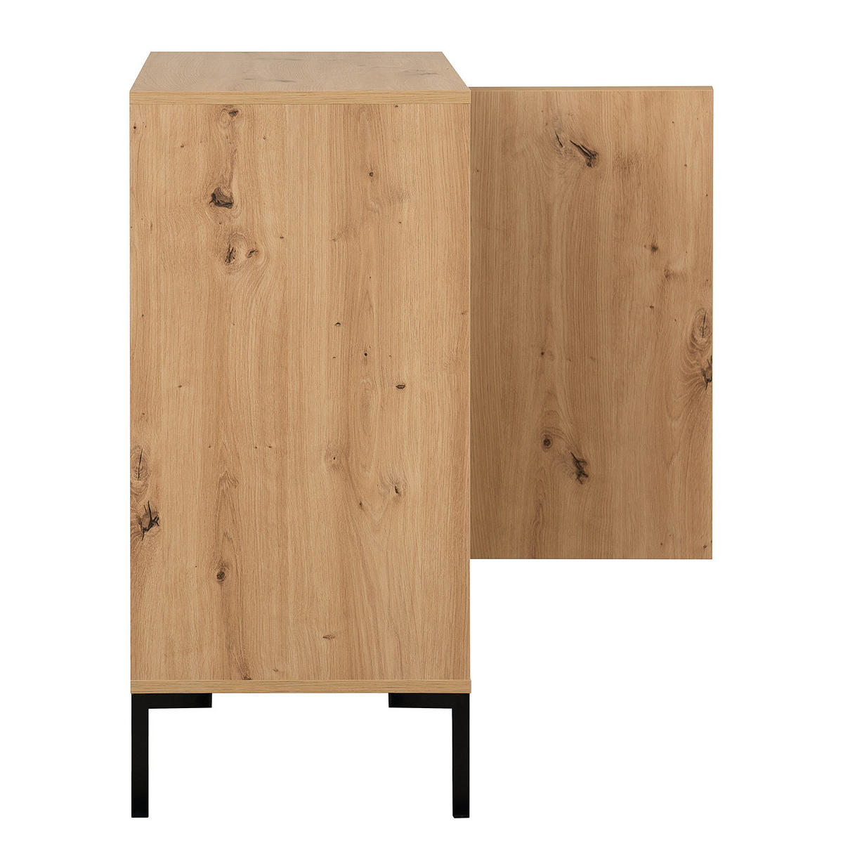 KOMMODE mit Türen - Eichefarben/Schwarz, Holzwerkstoff/Metall (81/87/40cm) - home24