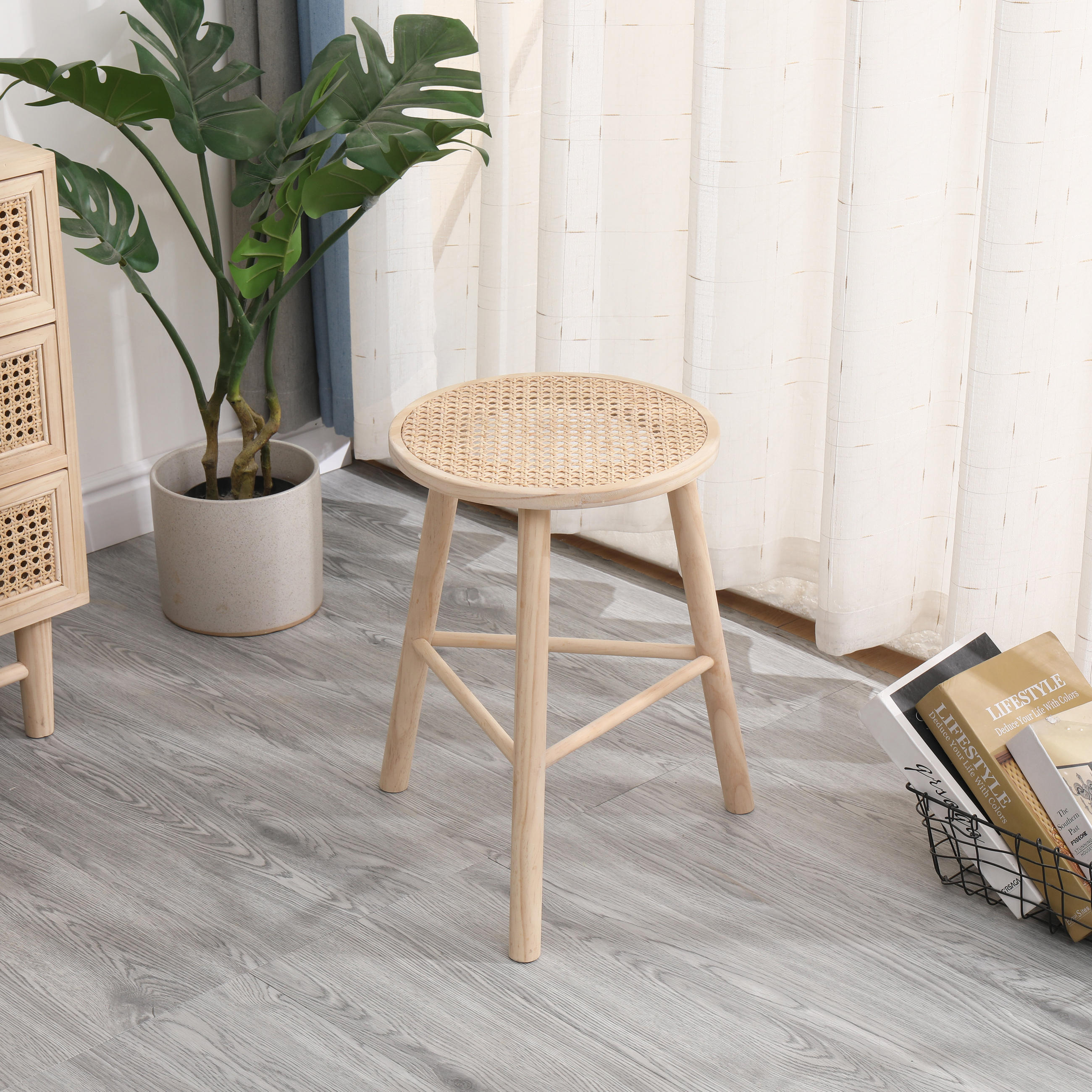POUF Rattan Braun - Braun, Holz (31/45.5/31cm) - Nordlys
