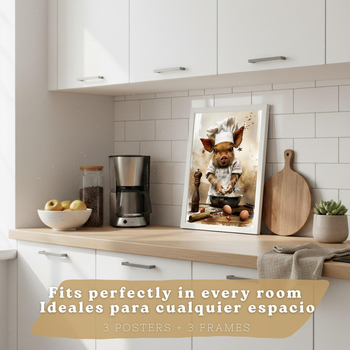 PLAKAT Sada 3 Dorty A4 Bílý rám - bílá, papír (29.7/1/21cm) - Nacnic