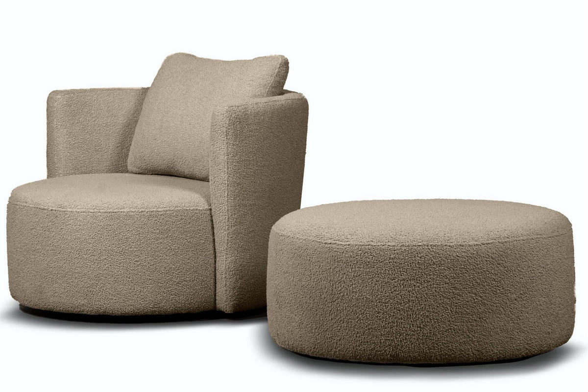 DREHSESSEL RAGGI 360° Drehfunktion mit inklusive dekorativem Kissen, Braun - Braun, Textil (92/75/94cm) - KONSIMO®
