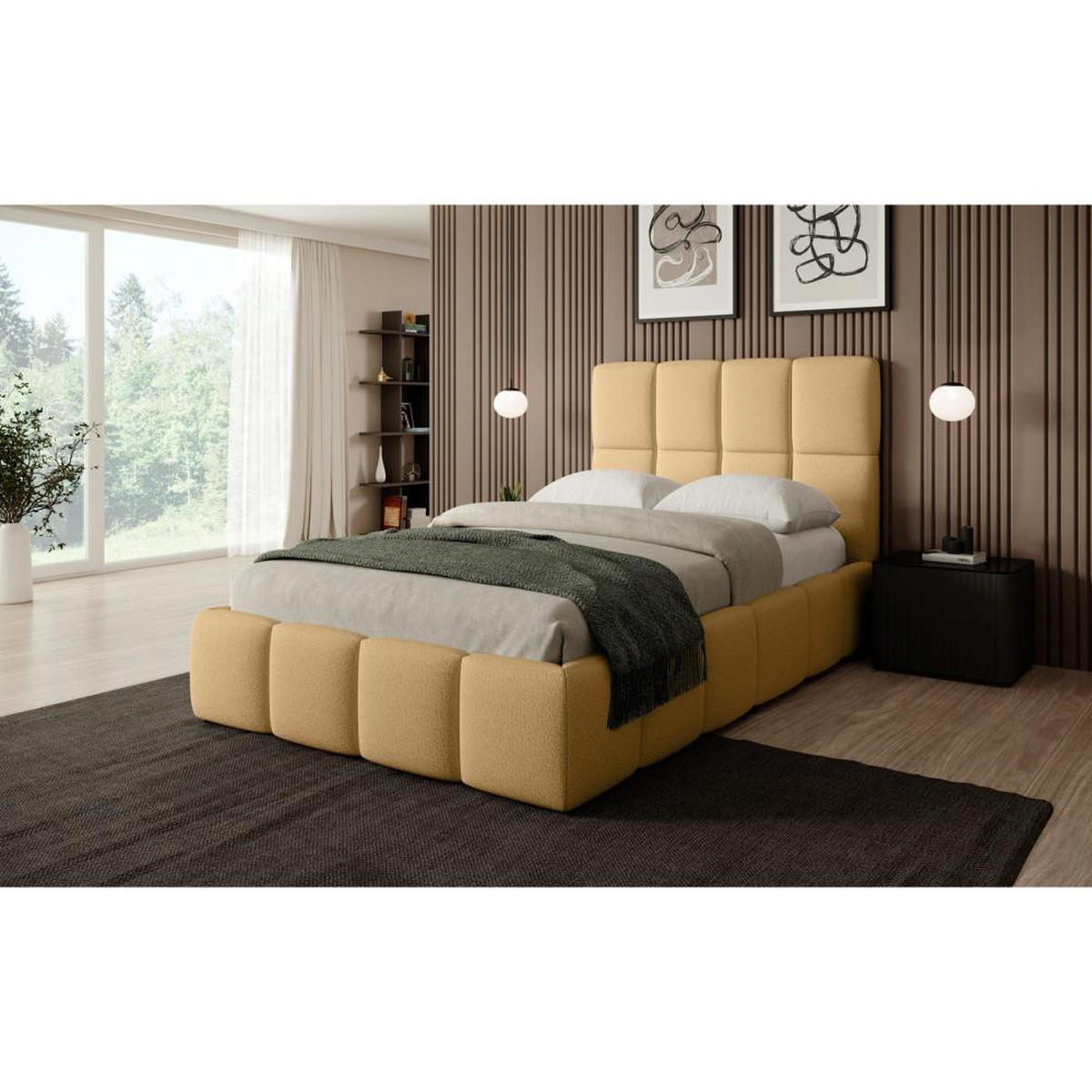POLSTERBETT Nostro mit Bettkasten 140x200 cm gelb - Gelb/Schwarz, Textil (140/200cm) - Beautysofa