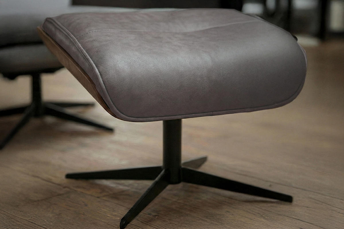 RELAXSESSEL FERREIRA Anthrazit Lederfaserstoff Relaxfunktion - Anthrazit/Schwarz, Leder/Metall (78/106/84cm) - KAWOLA