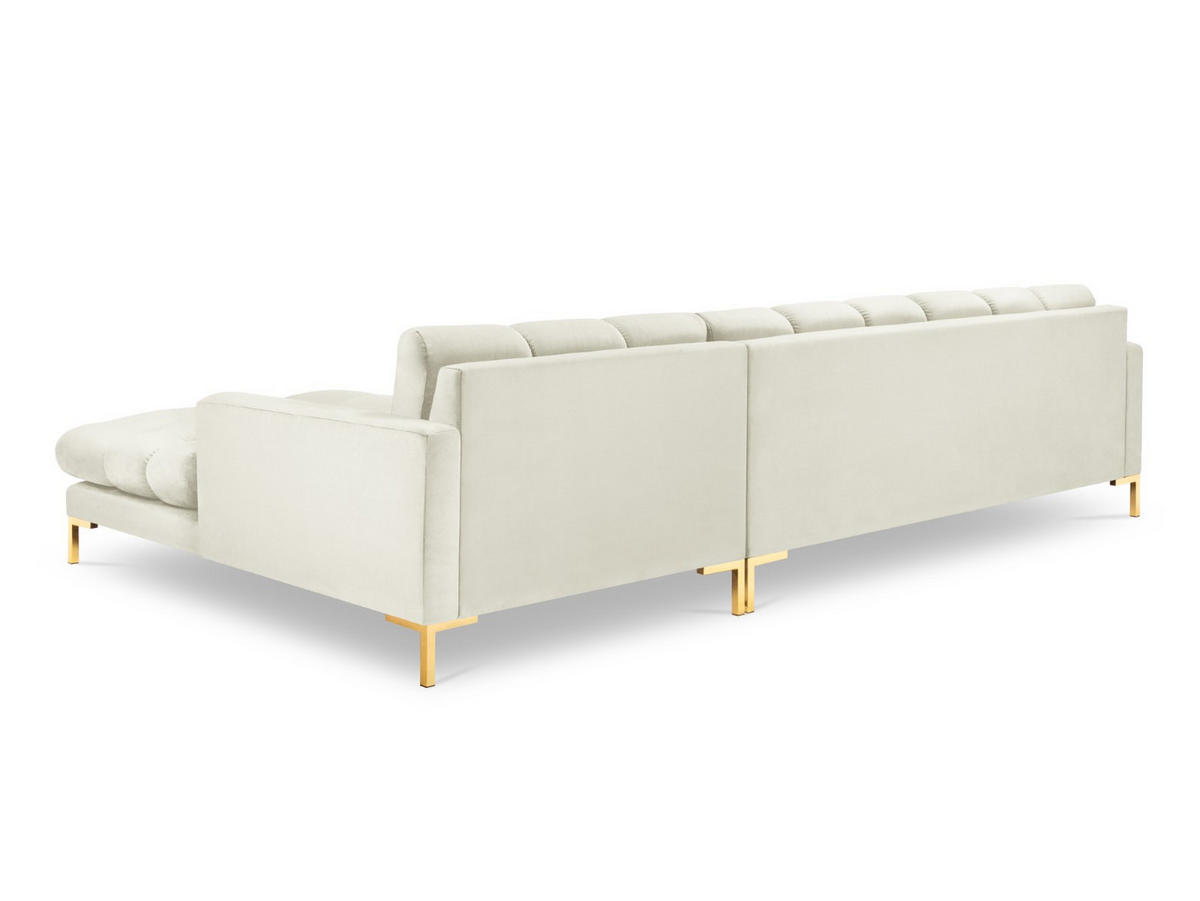 ECKSOFA rechts Mamaia aus Samt leichtes beige 5 Sitzplätze - Creme, Textil (185/293cm) - Micadoni