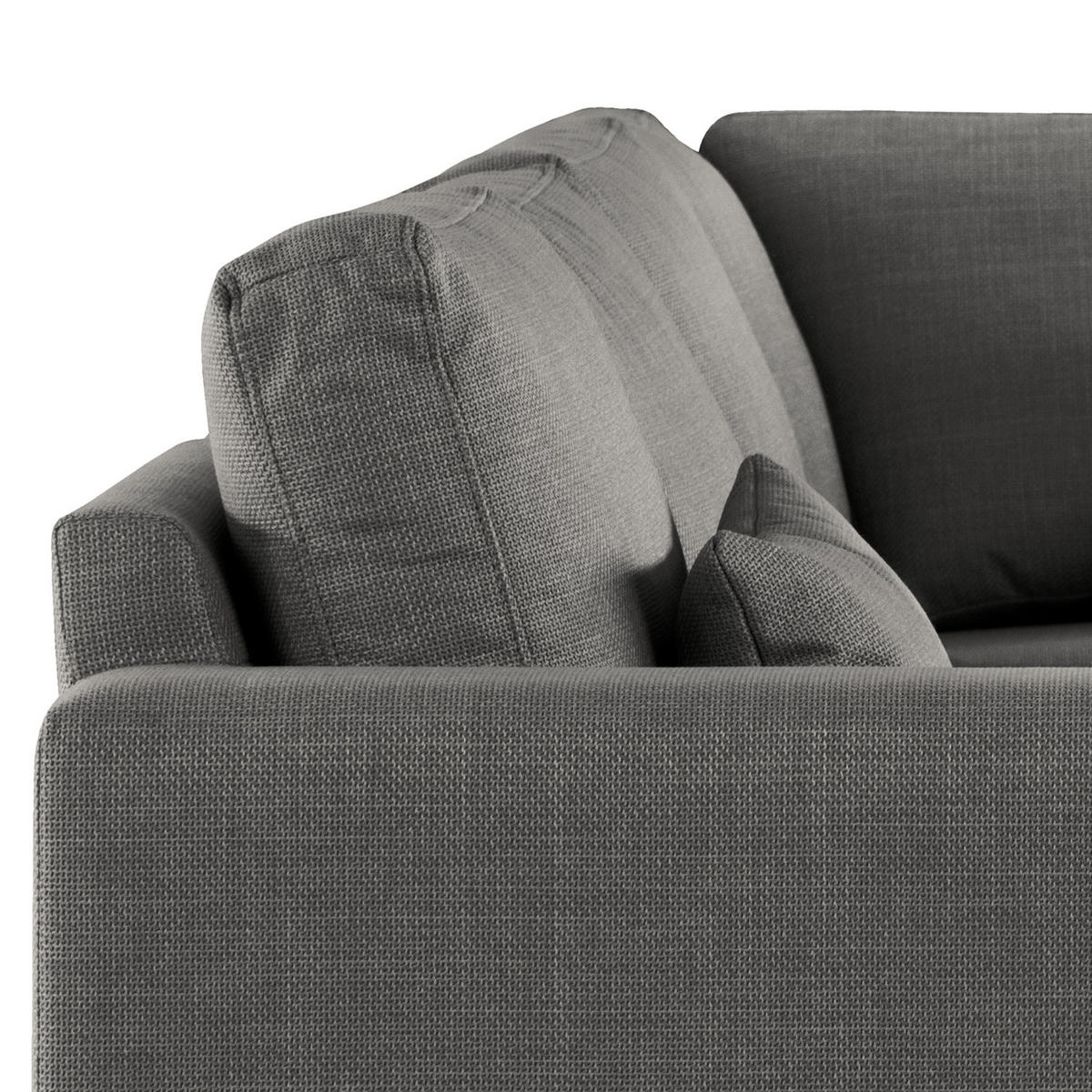ECKSOFA mit Ottomane - Eichefarben/Dunkelgrau, Eichenholz/Textil (287/219cm) - home24