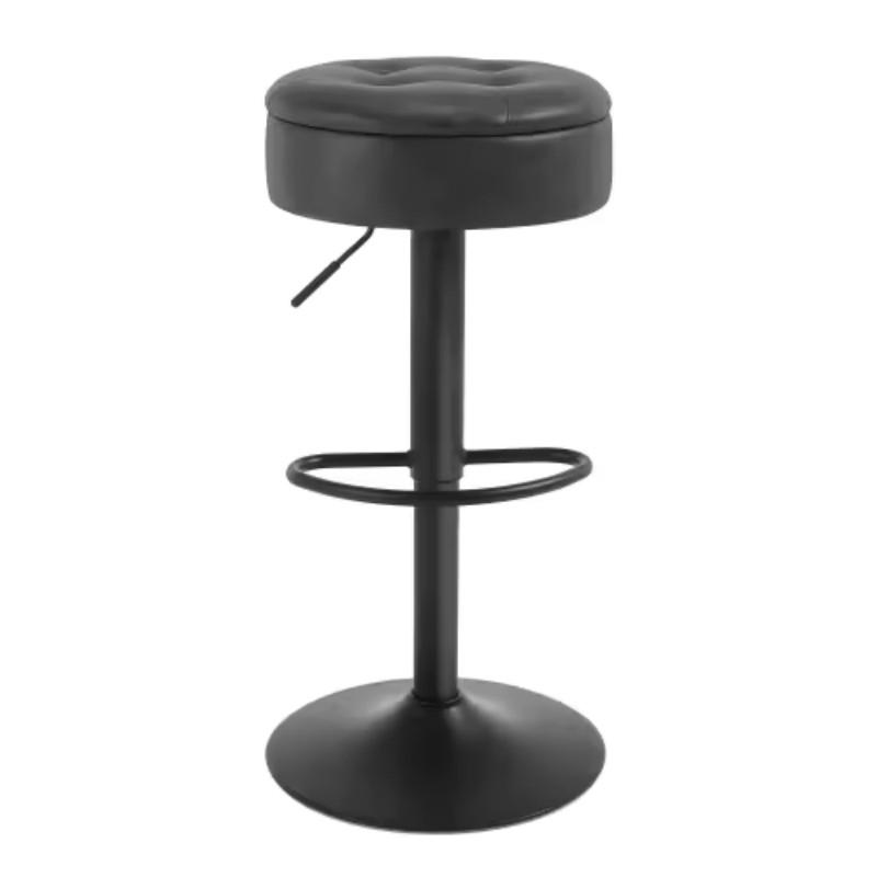 BARHOCKER 1er-Set Charcoal mit Aufbewahrungsraum Kunstleder & Höhenverstellbar - Anthrazit, Metall (39/79.5/39cm) - PANGIVO