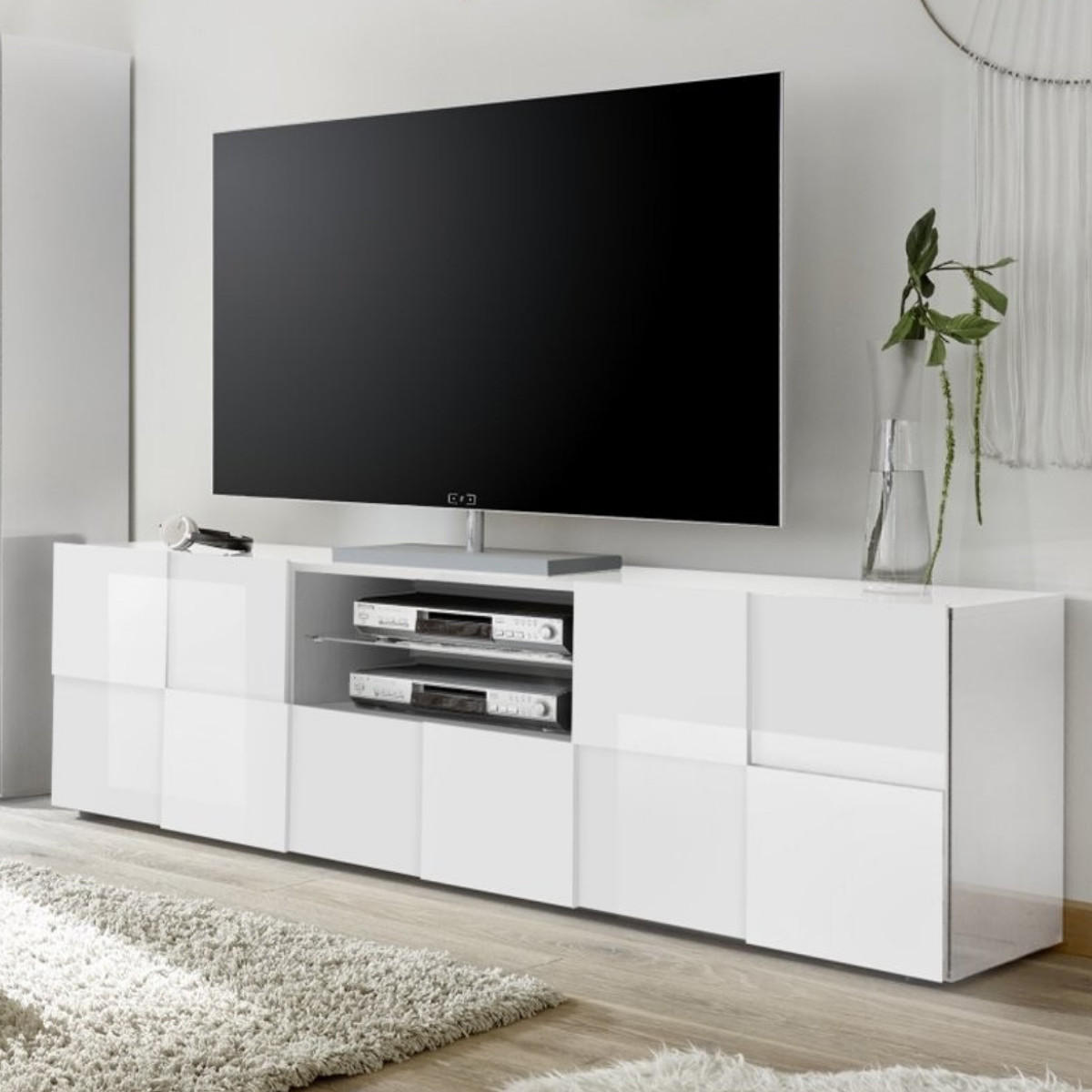 TV-MÖBEL 2 Türen 1 Schublade L181 cm - Dama - Weiß, Holzwerkstoff (42/57/181cm) - Calicosy