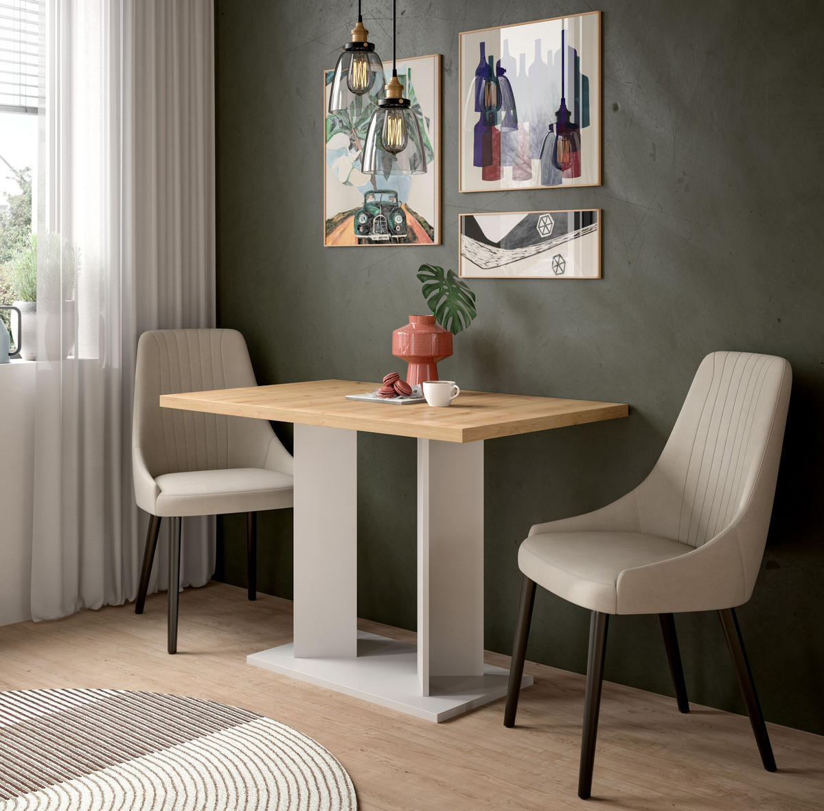 ESSTISCH GUSTAV (B/H/T: ca. 110/76/70 cm) in weiß/Artisan Eiche Nachbildung - Weiß, Holzwerkstoff (70/110/76cm)