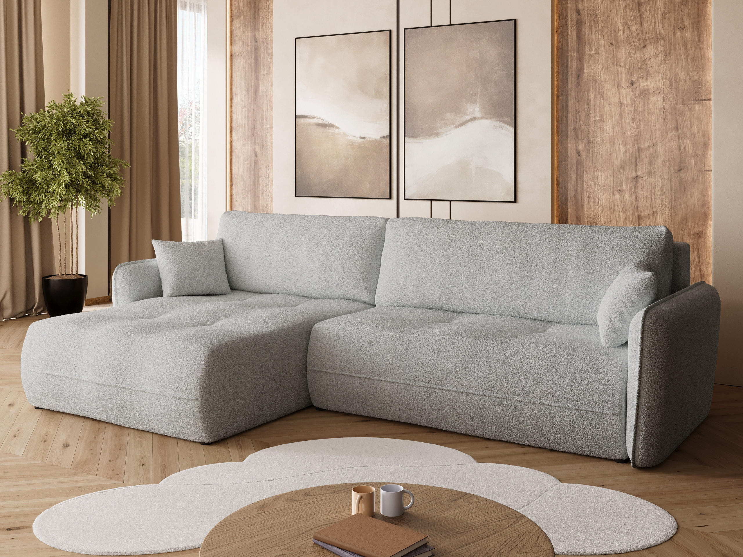 ECKSOFA CLAUDIO mit Schlaffunktion Grau - Grau, Textil (263/150cm) - Bromarkt